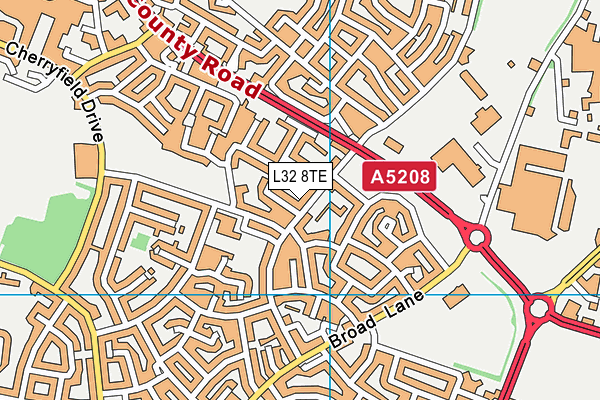 L32 8TE map - OS VectorMap District (Ordnance Survey)