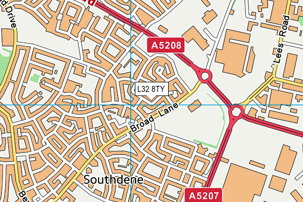 L32 8TY map - OS VectorMap District (Ordnance Survey)