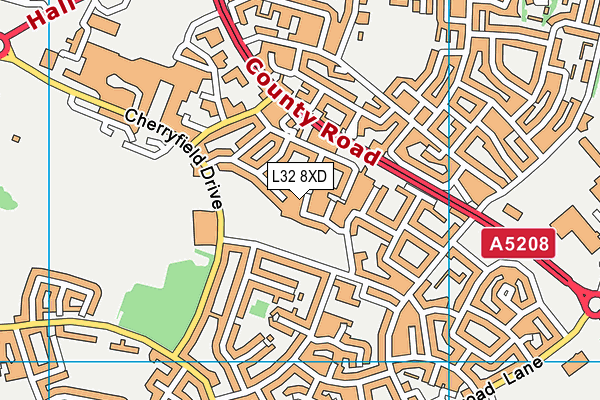 L32 8XD map - OS VectorMap District (Ordnance Survey)