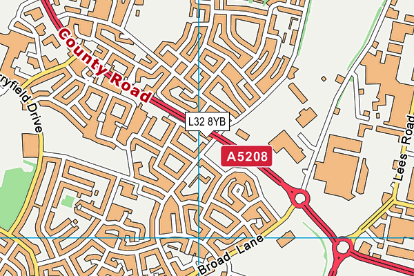 L32 8YB map - OS VectorMap District (Ordnance Survey)