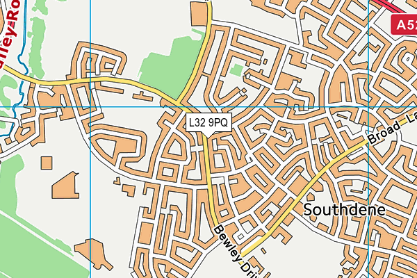 All Saints Rc High School (Closed) map (L32 9PQ) - OS VectorMap District (Ordnance Survey)