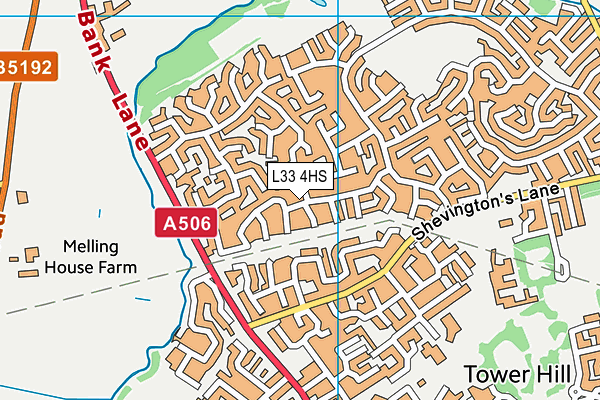 L33 4HS map - OS VectorMap District (Ordnance Survey)