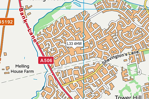 L33 4HW map - OS VectorMap District (Ordnance Survey)