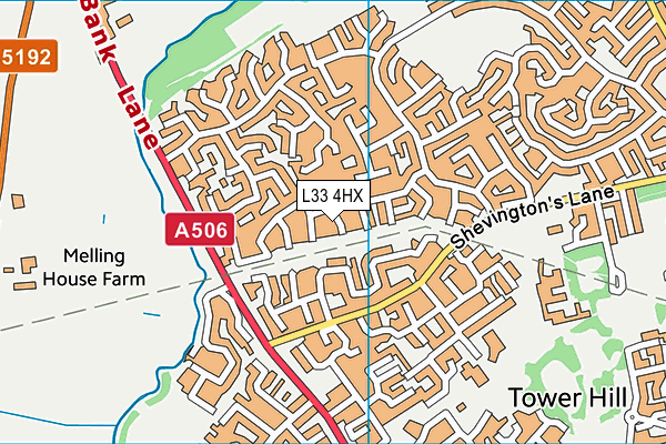 L33 4HX map - OS VectorMap District (Ordnance Survey)