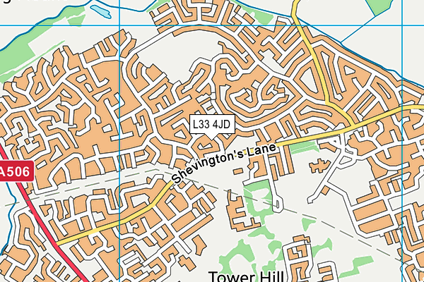 L33 4JD map - OS VectorMap District (Ordnance Survey)