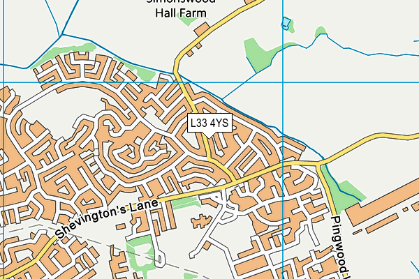 L33 4YS map - OS VectorMap District (Ordnance Survey)