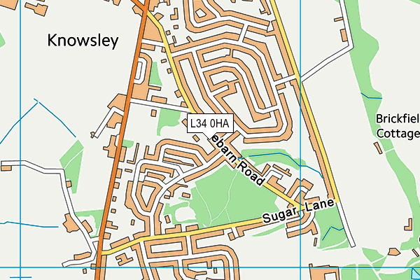 St John Fisher Catholic Primary School map (L34 0HA) - OS VectorMap District (Ordnance Survey)
