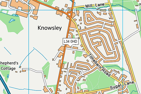 Knowsley Recreation Ground map (L34 0HD) - OS VectorMap District (Ordnance Survey)