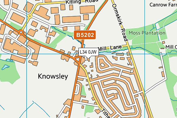 Mill Lane Playing Fields (Knowsley) map (L34 0JW) - OS VectorMap District (Ordnance Survey)