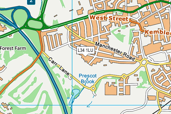 King George V Playing Fields (Prescot) map (L34 1LU) - OS VectorMap District (Ordnance Survey)