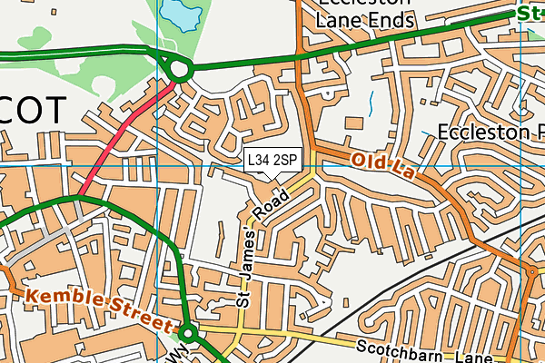 Evelyn Community Primary School map (L34 2SP) - OS VectorMap District (Ordnance Survey)