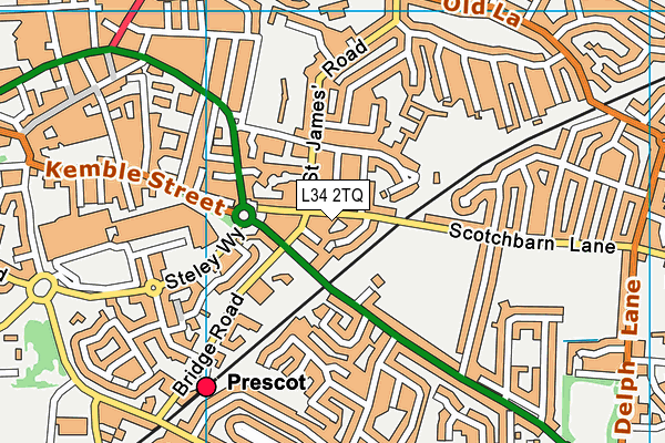 Scotchbarn Sports Centre (Closed) map (L34 2TQ) - OS VectorMap District (Ordnance Survey)