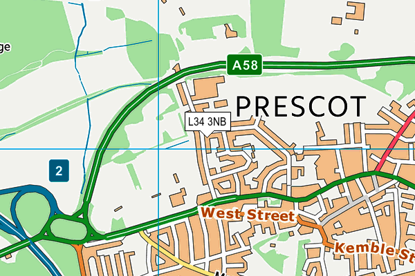 The Prescot School map (L34 3NB) - OS VectorMap District (Ordnance Survey)