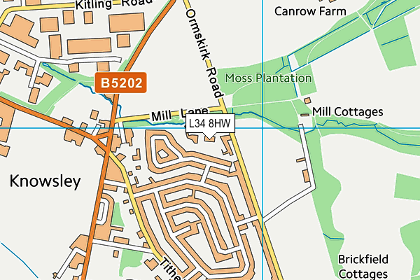 L34 8HW map - OS VectorMap District (Ordnance Survey)