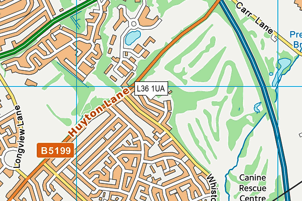 Huyton And Prescot Golf Club Ltd map (L36 1UA) - OS VectorMap District (Ordnance Survey)