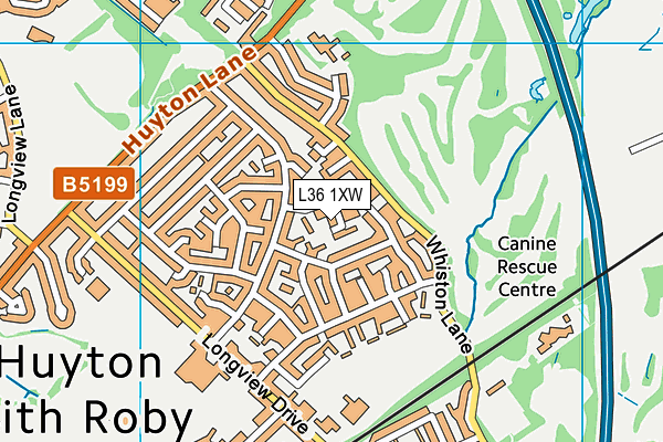 L36 1XW map - OS VectorMap District (Ordnance Survey)