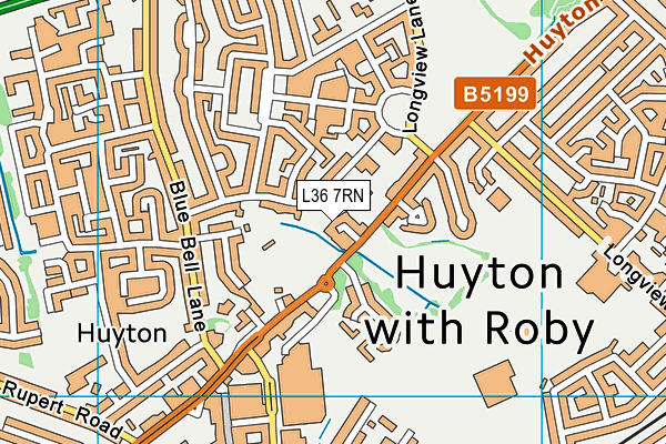 Huyton Cricket Club (Closed) map (L36 7RN) - OS VectorMap District (Ordnance Survey)