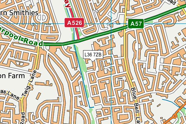 L36 7ZB map - OS VectorMap District (Ordnance Survey)