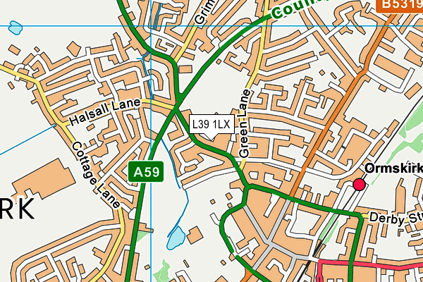 L39 1LX map - OS VectorMap District (Ordnance Survey)