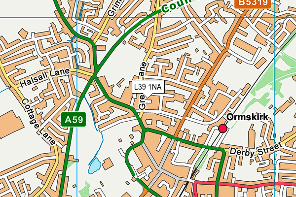 L39 1NA map - OS VectorMap District (Ordnance Survey)