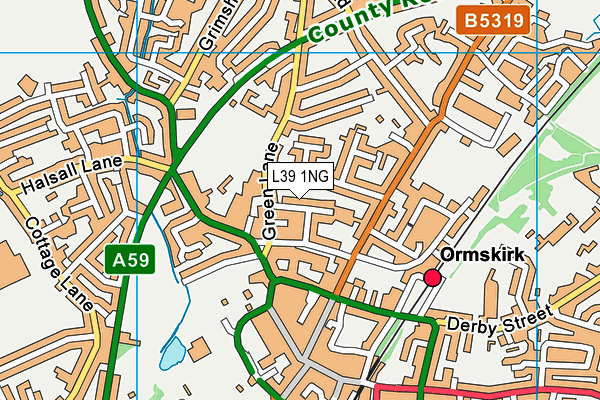 L39 1NG map - OS VectorMap District (Ordnance Survey)