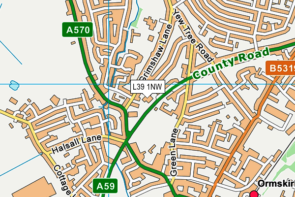 L39 1NW map - OS VectorMap District (Ordnance Survey)