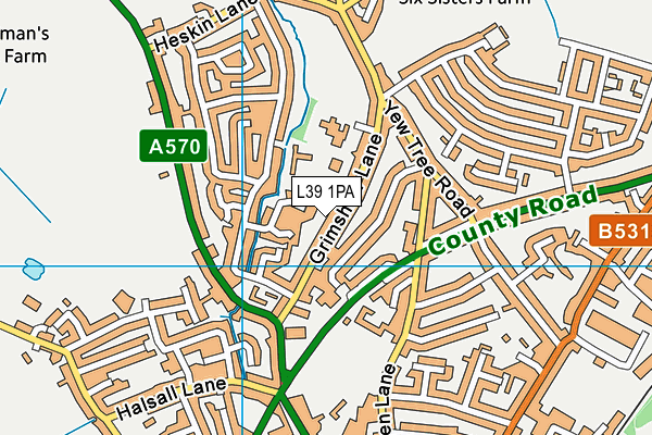 Ormskirk West End School map (L39 1PA) - OS VectorMap District (Ordnance Survey)
