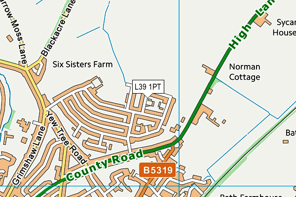 L39 1PT map - OS VectorMap District (Ordnance Survey)