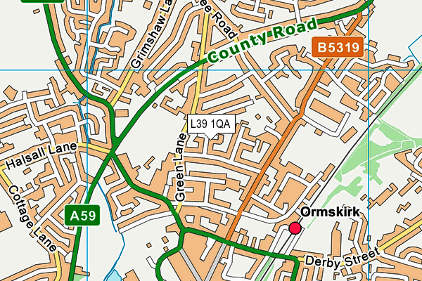 L39 1QA map - OS VectorMap District (Ordnance Survey)
