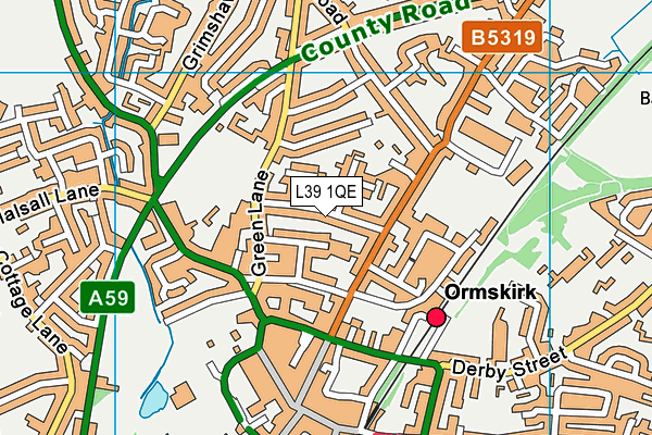 L39 1QE map - OS VectorMap District (Ordnance Survey)