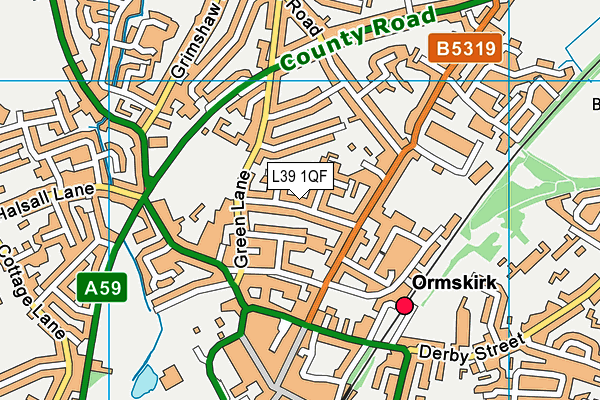 L39 1QF map - OS VectorMap District (Ordnance Survey)