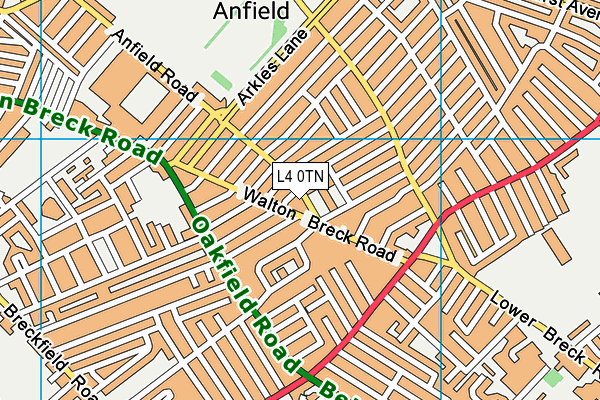 Anfield Road Primary School map (L4 0TN) - OS VectorMap District (Ordnance Survey)