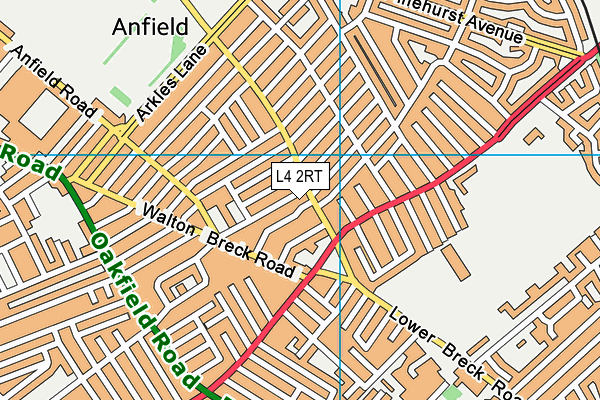 L4 2RT map - OS VectorMap District (Ordnance Survey)