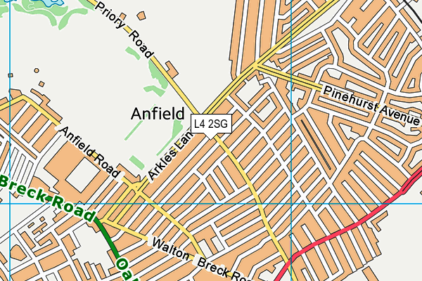 L4 2SG map - OS VectorMap District (Ordnance Survey)