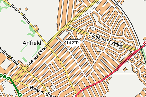 L4 2TD map - OS VectorMap District (Ordnance Survey)