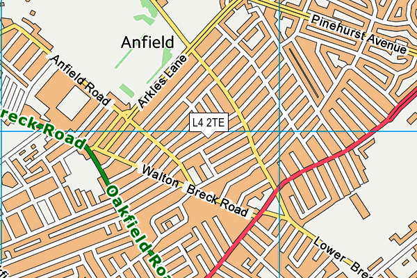 L4 2TE map - OS VectorMap District (Ordnance Survey)