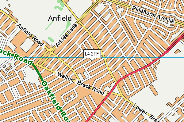 L4 2TF map - OS VectorMap District (Ordnance Survey)