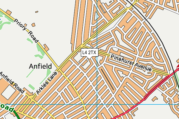 L4 2TX map - OS VectorMap District (Ordnance Survey)