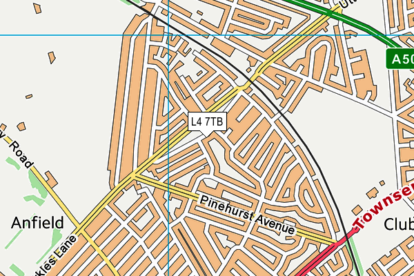 L4 7TB map - OS VectorMap District (Ordnance Survey)