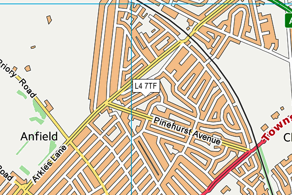 L4 7TF map - OS VectorMap District (Ordnance Survey)