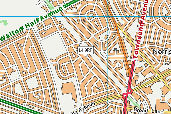 L4 9RF map - OS VectorMap District (Ordnance Survey)