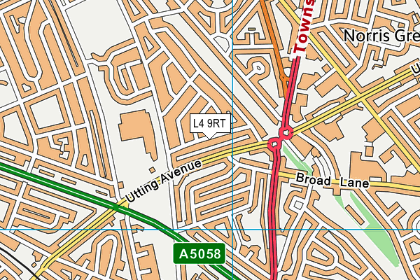 L4 9RT map - OS VectorMap District (Ordnance Survey)