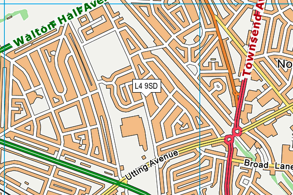 L4 9SD map - OS VectorMap District (Ordnance Survey)