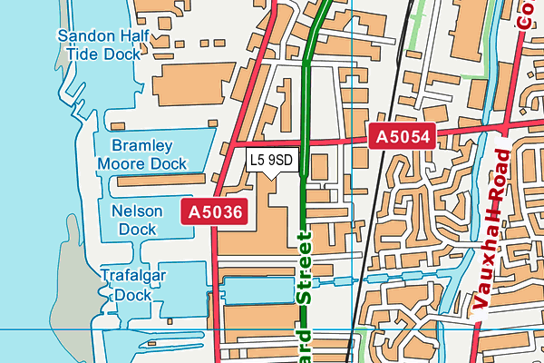 L5 9SD map - OS VectorMap District (Ordnance Survey)