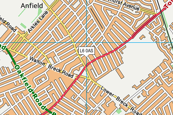 L6 0AS map - OS VectorMap District (Ordnance Survey)