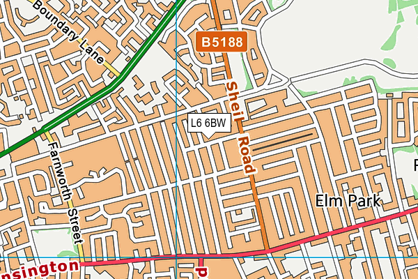 L6 6BW map - OS VectorMap District (Ordnance Survey)