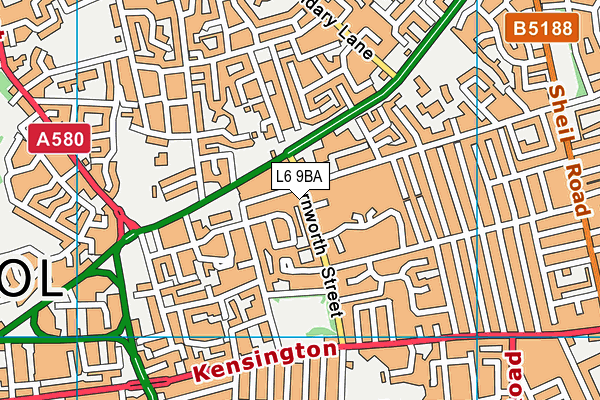 L6 9BA map - OS VectorMap District (Ordnance Survey)