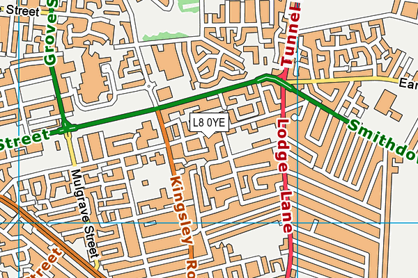 L8 0YE map - OS VectorMap District (Ordnance Survey)