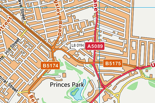 L8 0YH map - OS VectorMap District (Ordnance Survey)