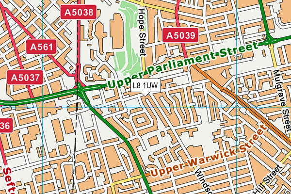 L8 1UW map - OS VectorMap District (Ordnance Survey)